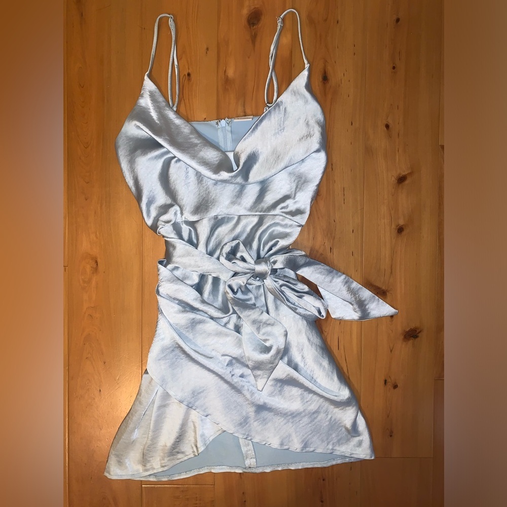 Selfie Leslie Light Blue Satin Dress